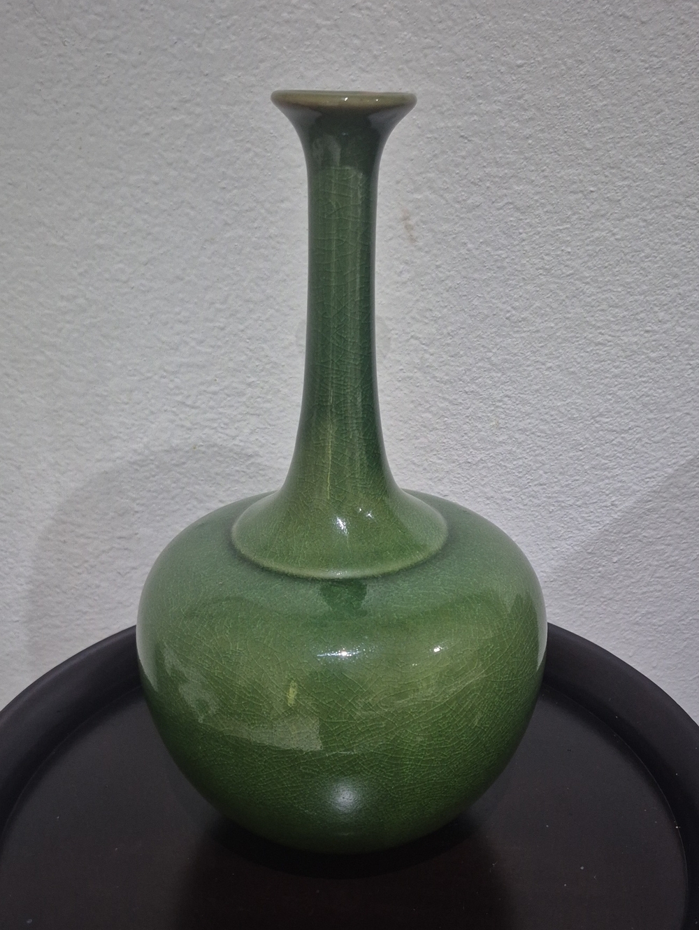 Pottery Barn Green Glazed Tall Neck Vase